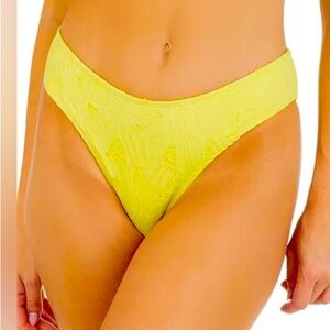 HURLEY Aloha crocheted ELECTRIC lemon 🍋MID-RISE CHEEKY bottom size small NWT